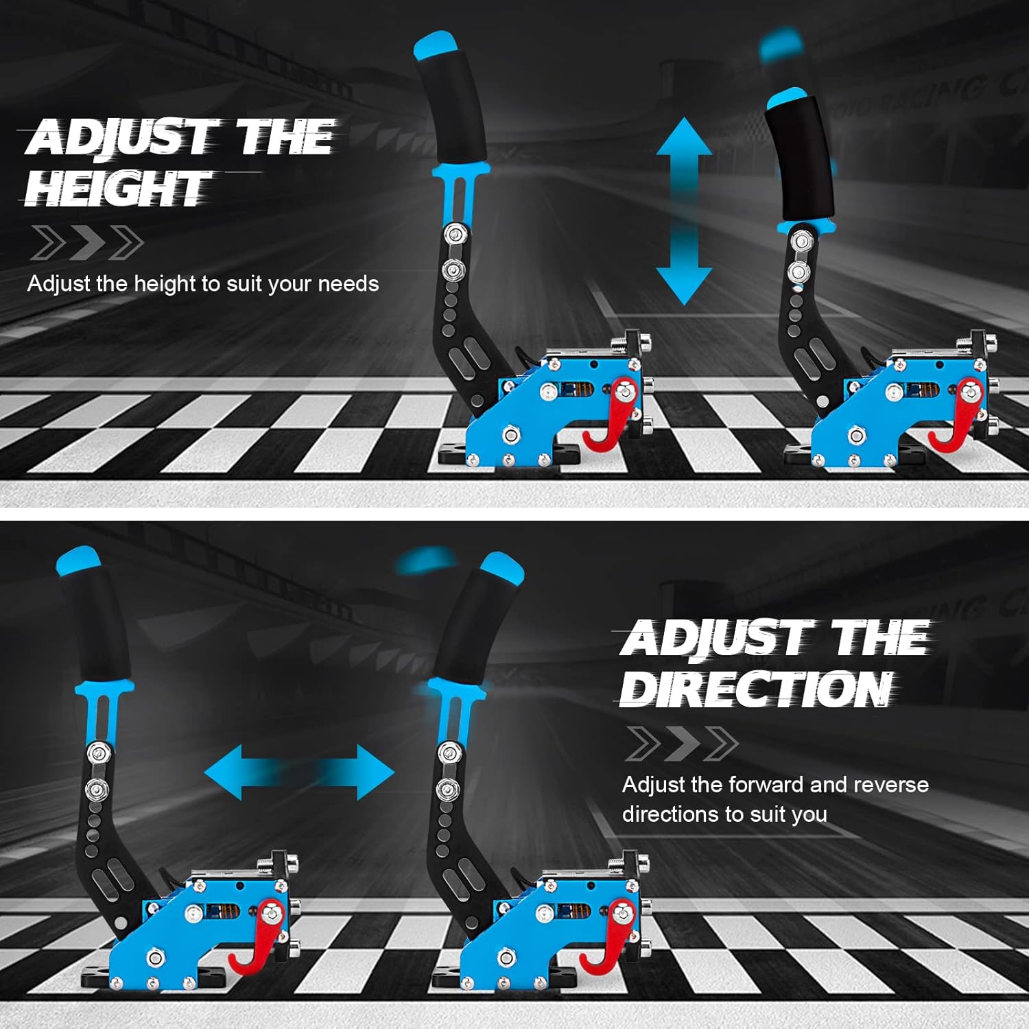 aikeec 64Bit PC USB Handbrake, Upgrade SIM Racing Games Handbrake for LO GITECH G25 G27 G29 T500 T300 THRUST MASTER FANATECOSW DIRT RALLY, 2M Nylon Cable/Reinforced Spring/Blue+Clamp