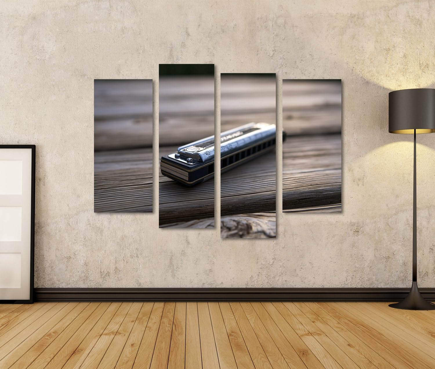 islandburner Quadro su tela, armonica d'atmosfera, arte per soggiorno, per gli amanti della musica, 4 pezzi