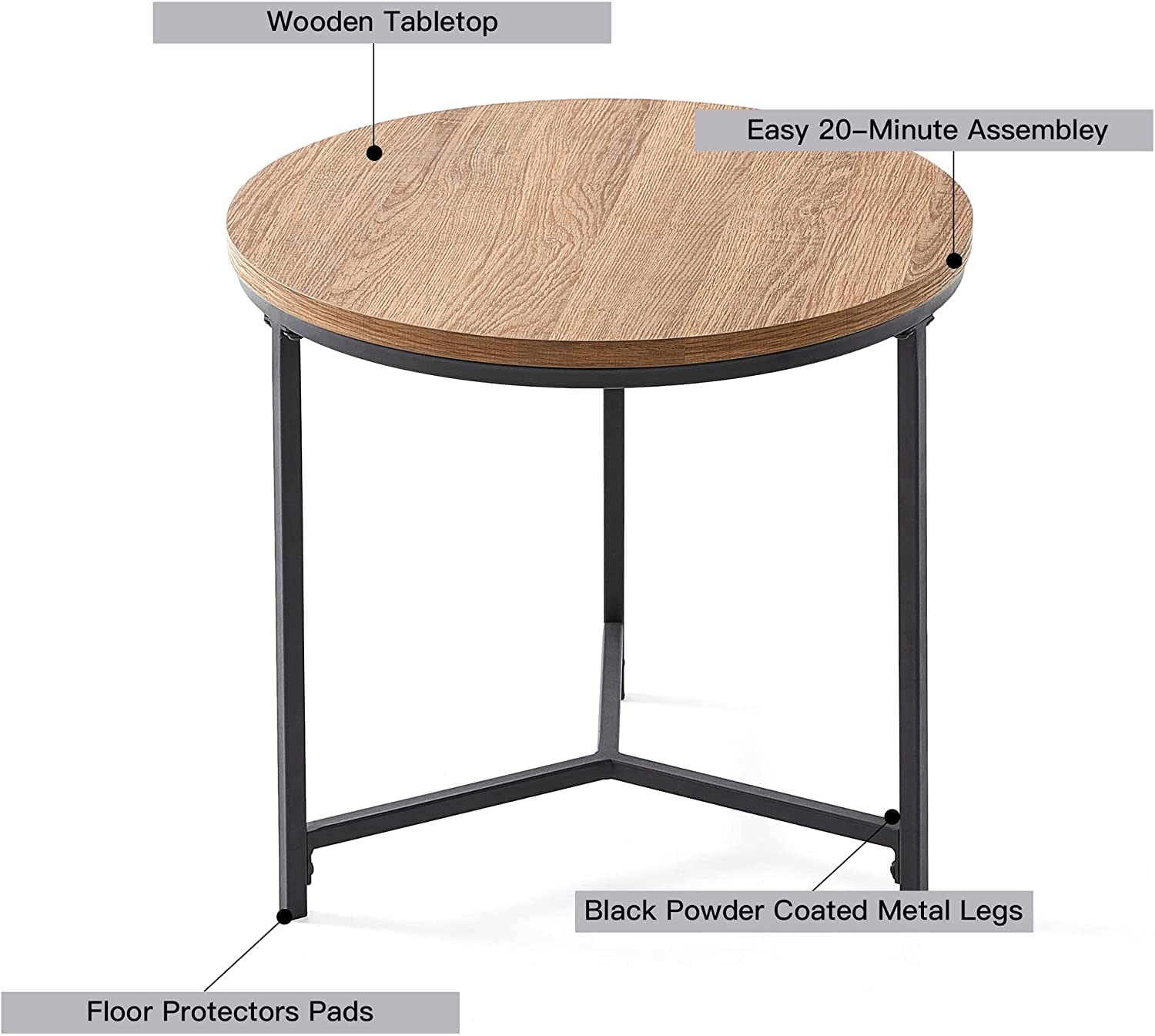 Indian Decor. 45544 Modern Nesting Side Tables, Round Modern Nesting Coffee Table, Sofa Side Nest of Tables, Set of 3 Wood End Tables for Living Room - Black 1