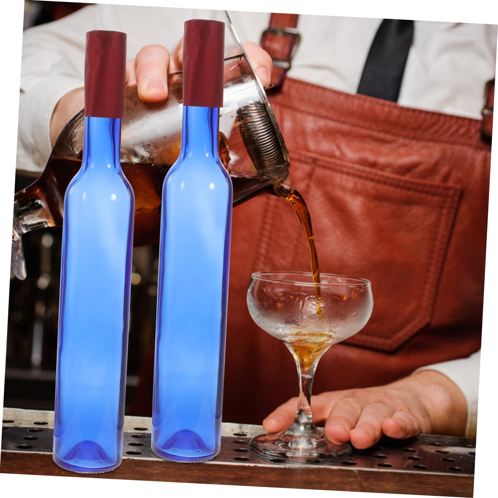 DECHOUS 375ml Bouteille de Vin en Verre Bleu, Lot de 2