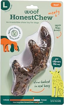 WOOF HonestChew Meaty Antler Dog Chew Toy for Dogs 60 lbs & Up