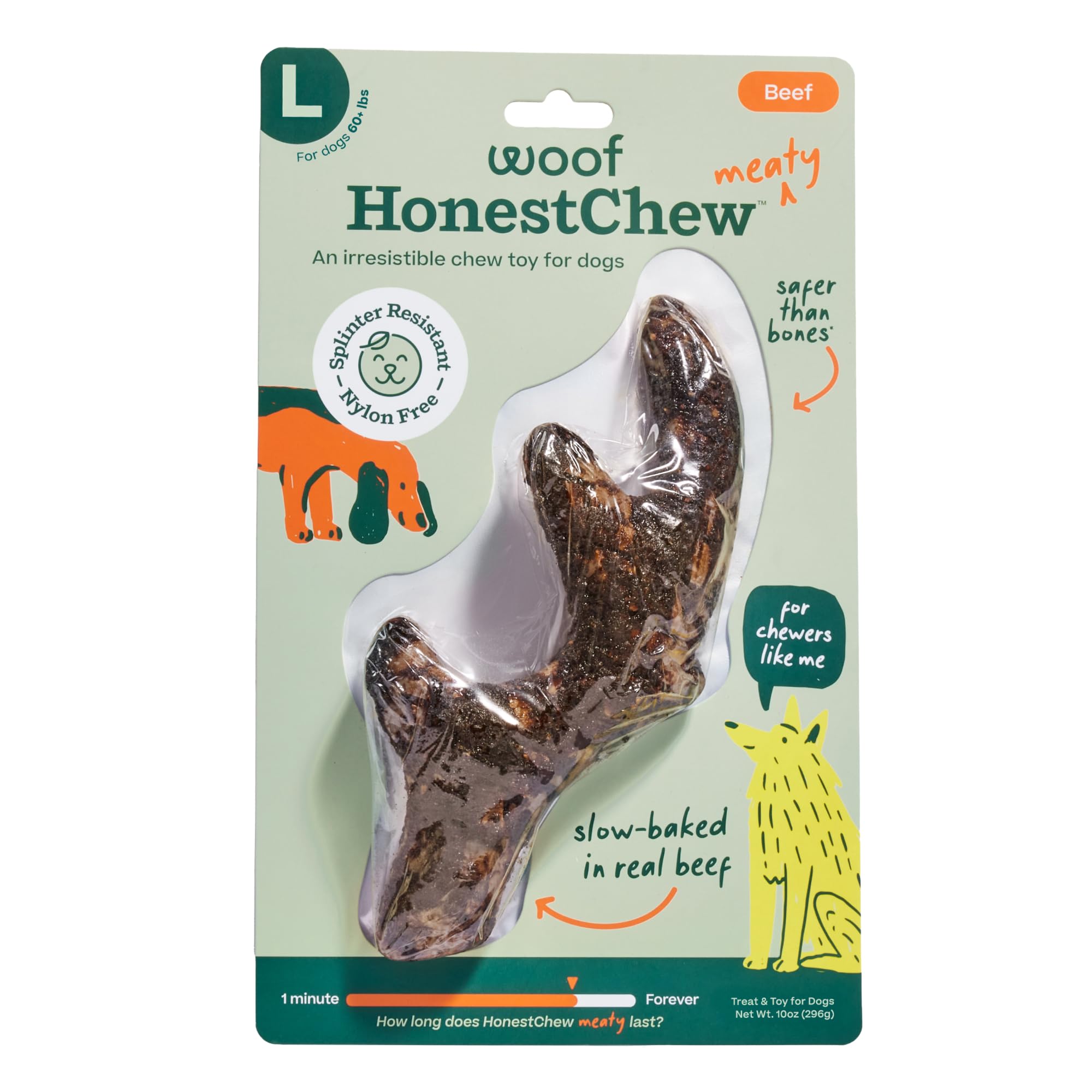 Pet Supplies : WOOF HonestChew Meaty Antler Dog Chews - Made with