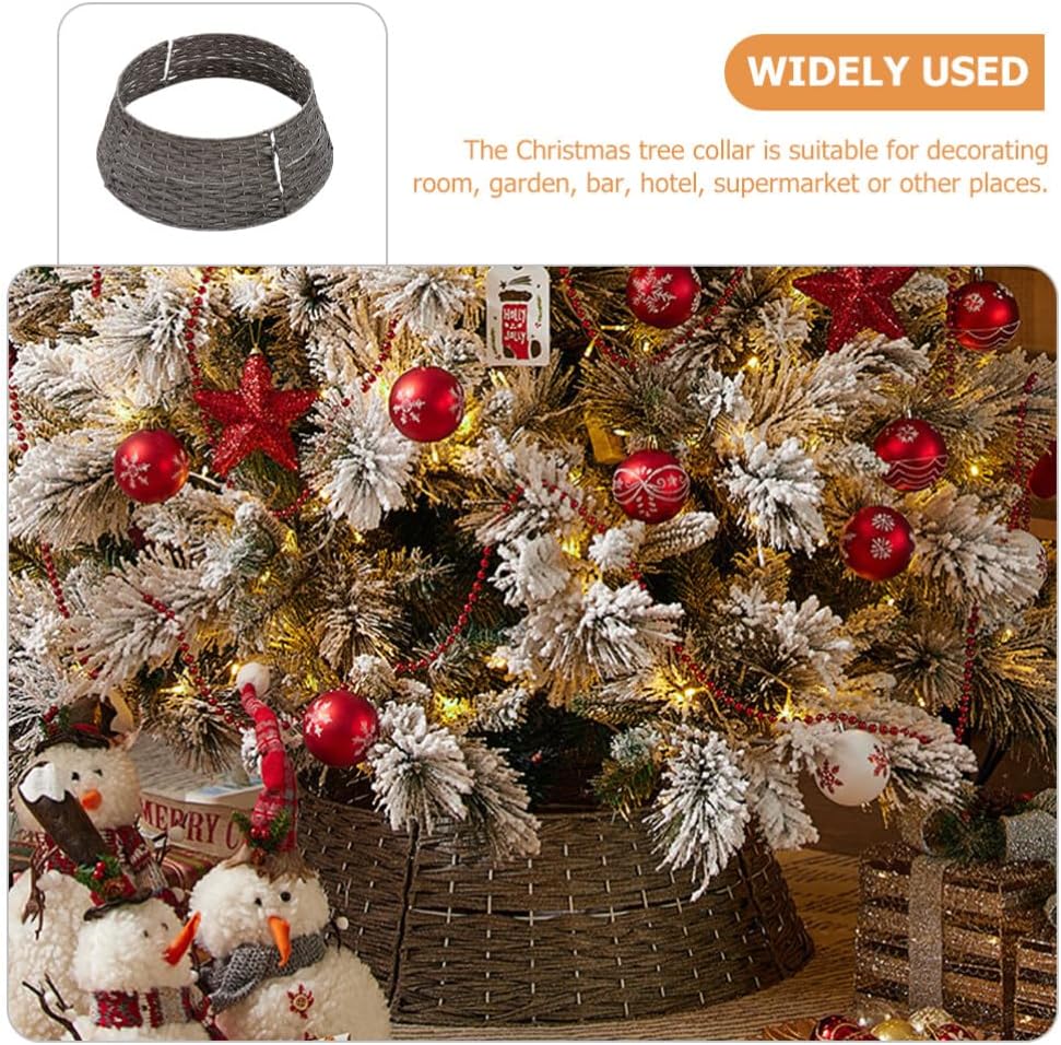 PRETYZOOM Christmas Tree Skirt Collar Handmade Knitted Tree Decoration for Xmas Decor Stylish Base Cover for Festive Holiday Display