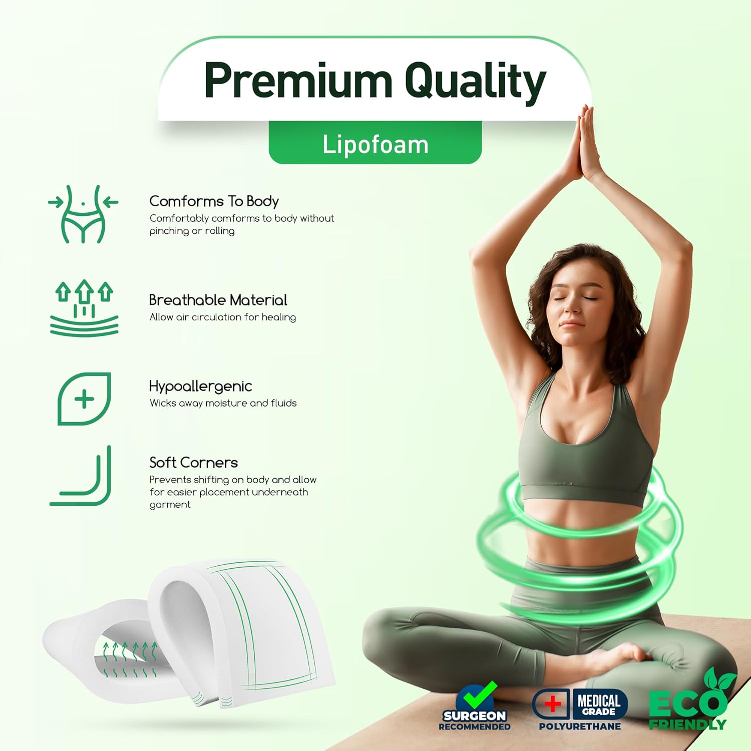 3 Pack Lipo Foam Pads - Post Surgery Ab Board for Liposuction Recovery, Flattening Abdominal Compression Garments for Tummy Tuck Surgery (8” x 11” x 0.5”) - Image 5