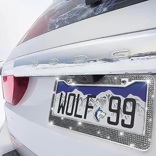 Miniatura 5 de YALOK Marco de matrícula de automóvil con diamantes de imitación brillantes, de acero inoxidable, universal para la mayoría de automóviles, SUV,