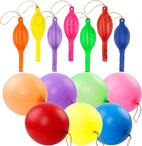 Miniatura 1 de RUBFAC 25 globos perforadores resistentes para fiestas infantiles, globos de rebote con mango de banda de goma para fiesta de cumpleaños