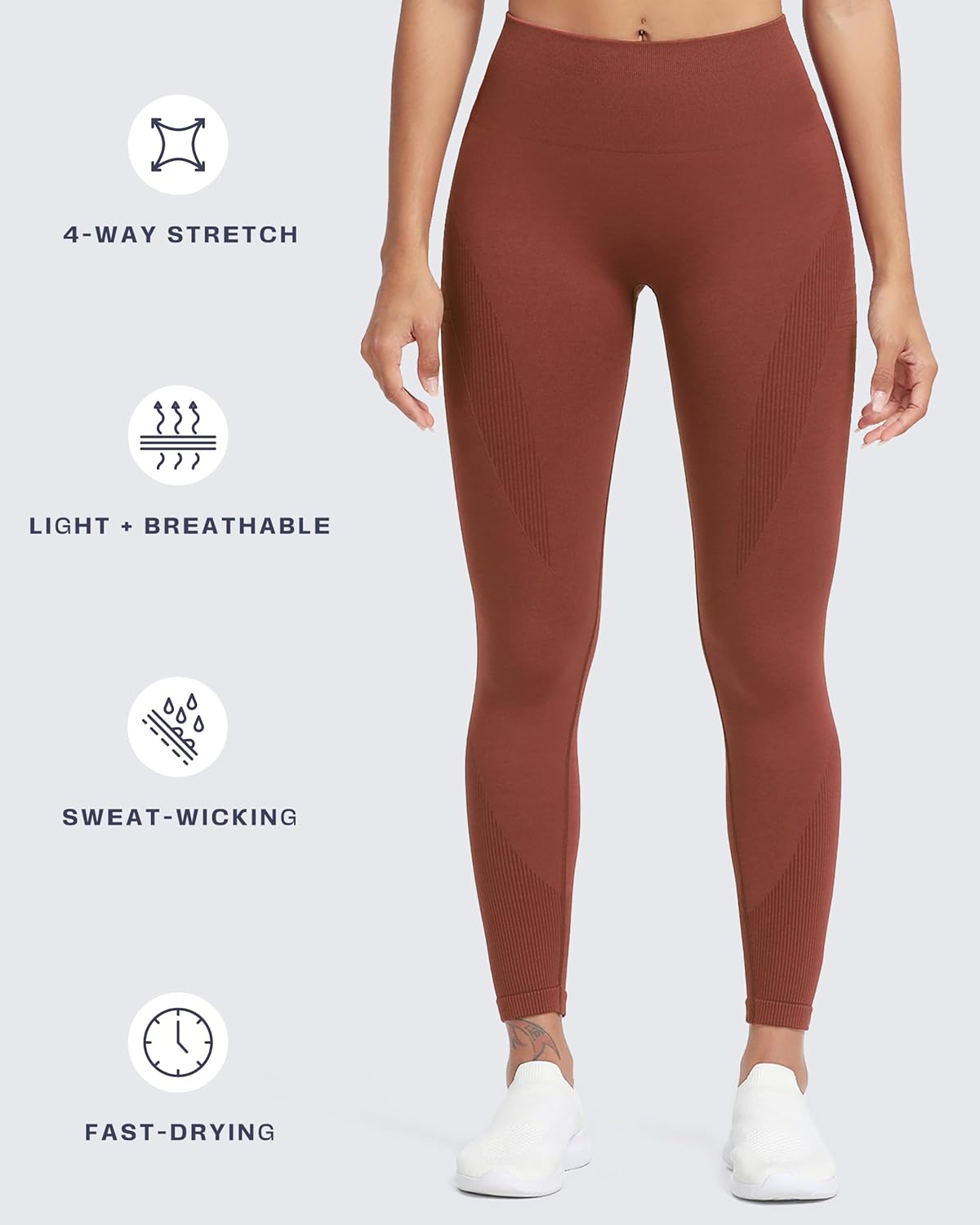 Aoxjox Seamless Legging for Women Carbon Tummy Control Workout Gym Sport Active Yoga Pants 25" - Image 4