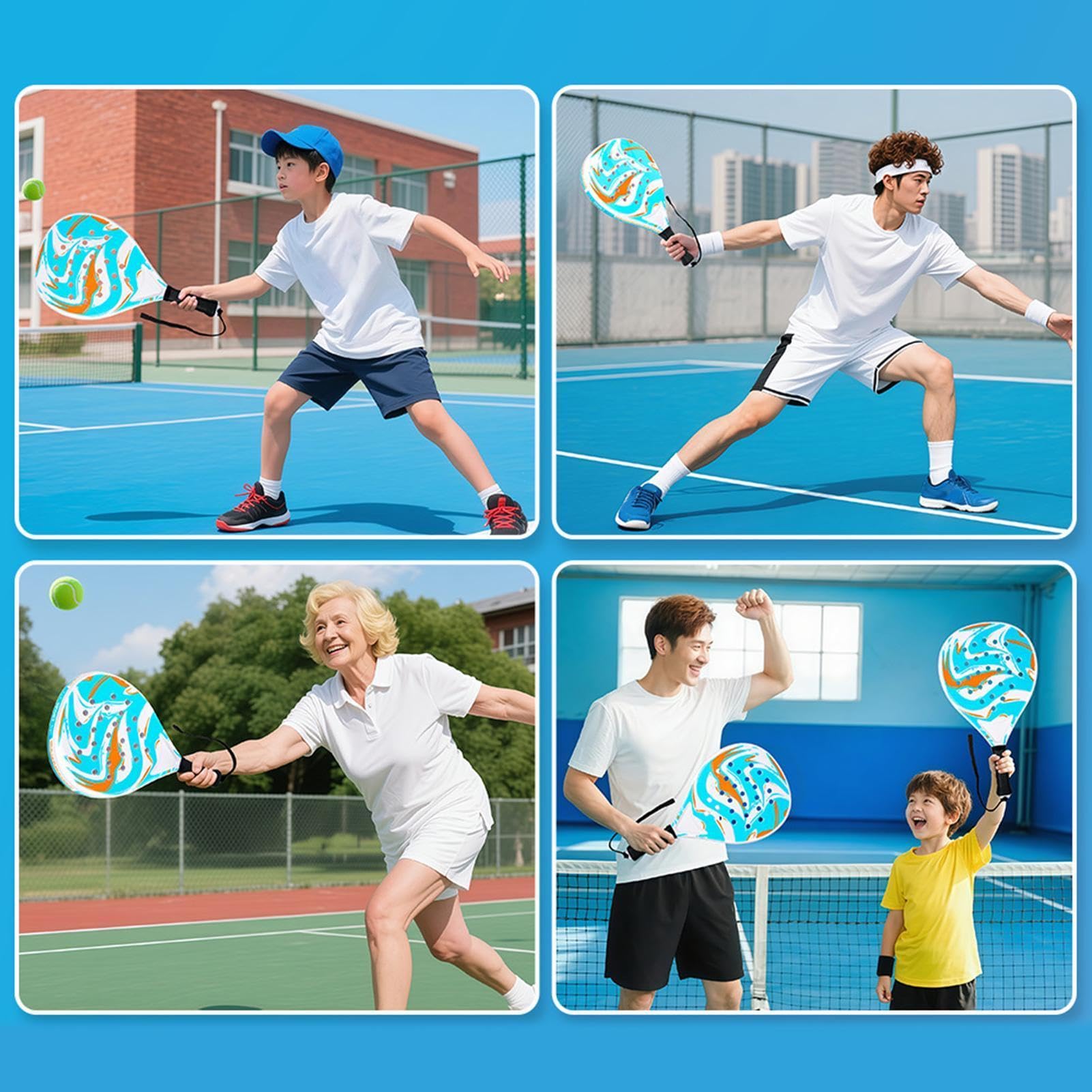 Carbon Pro Paddle Rakieta Pickleball dla dorosłych, antypoślizgowy, ergonomiczny uchwyt o lekkiej konstrukcji, przenośna deska do wiosłowania z włókna węglowego, zestaw dla rodziny, do gier sportowych