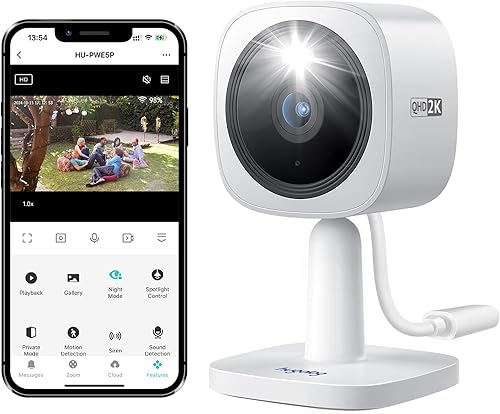 Miniatura 14 de Hugolog Cámaras de seguridad 2K para interiores y exteriores para seguridad del hogar, cámara para el hogar con visión nocturna a color Starlight, 2