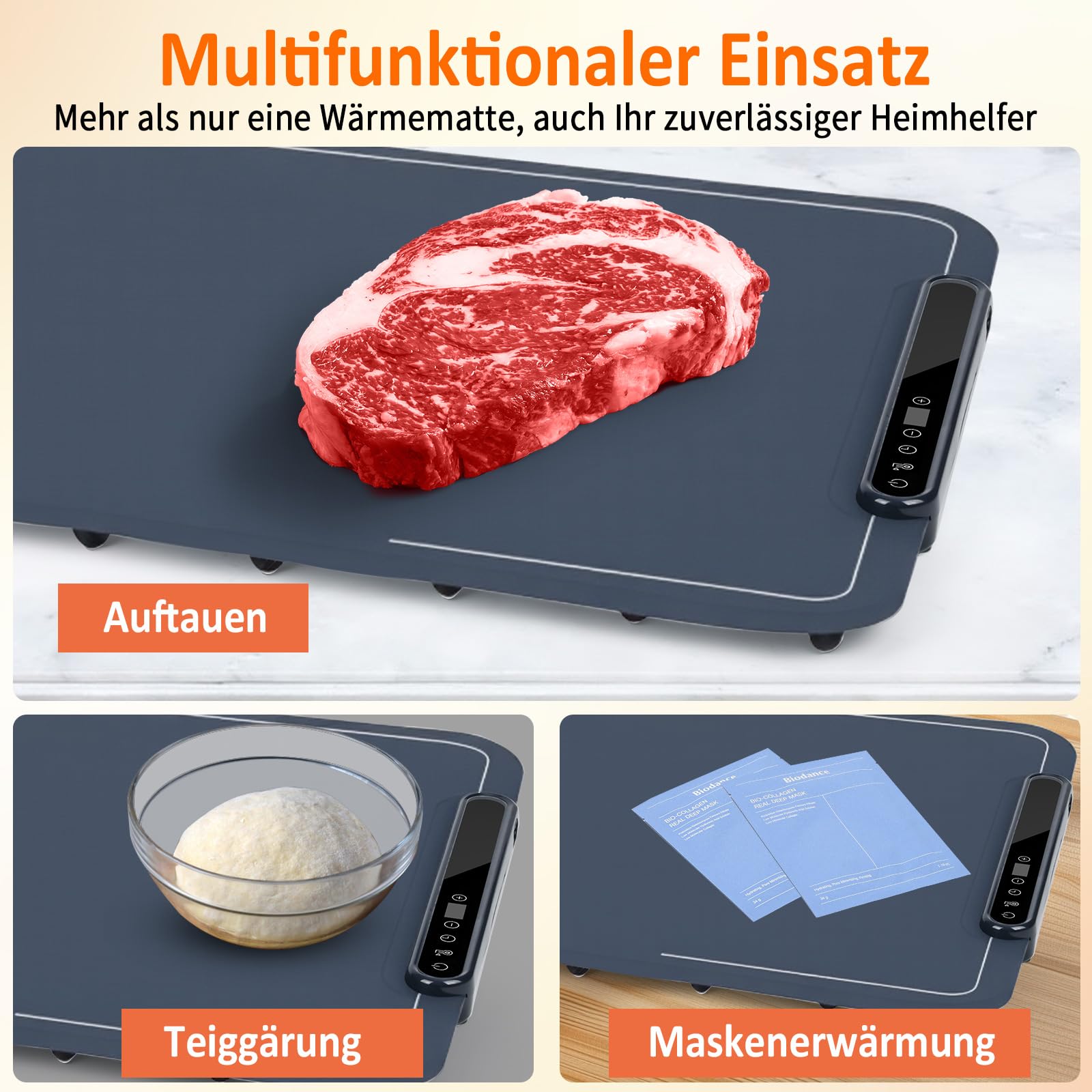 Elektrische Warmhalteplatte für Speisen, 40-100℃ Speisenwärmer Elektrisch Wärmeplatte Essen Faltbare Silikon Warmhaltetablett mit Nano-Silikonmaterial Heizplatte Warm Halten oder Auftauen