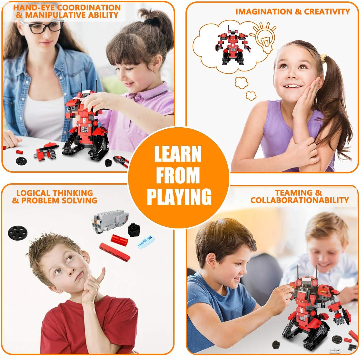 STEM Building Block Toy RC Robot for Kids, aukfa App Controlled & Remote Control Robotic Toy for Boys and Girls, Engineering Educational Build Kit,  Early Learning Birthday Gift for 8 Years and Up : Toys & Games