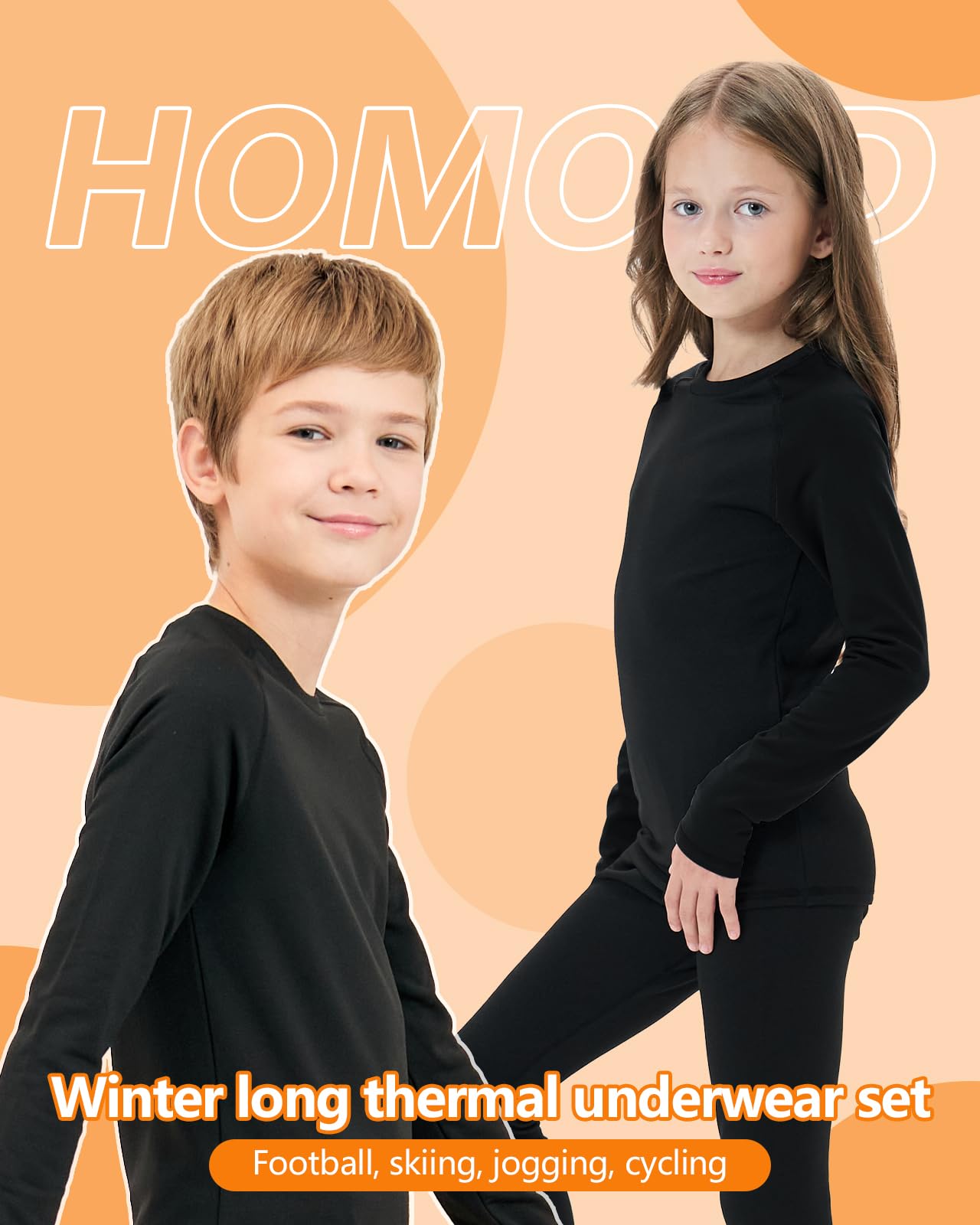 Homord Intimo Termico Bambino, Manica Lunga Maglia Termica e Pantaloni Intima Termica Bambina Calcio Sci - Completo Tuta Termica Funzionale Set Termico Bambini per Sci Ciclismo