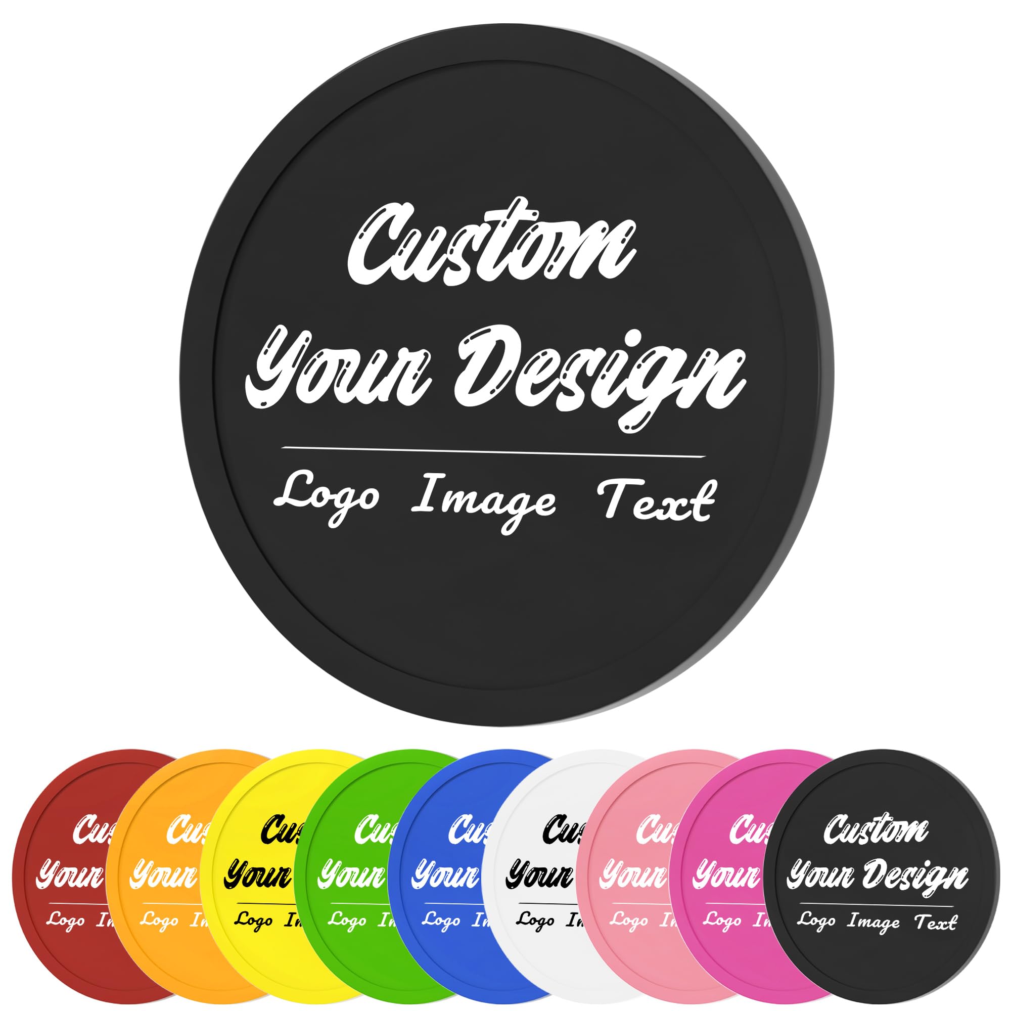 100 Pack Custom Poker Chips, Personalized Your Own Logo/ Image/Text on Chip, Double Sided Full Color Print Custom Drink Chips, Good for Casino Night, Bar Drink Token and Bachelor Party (Black)