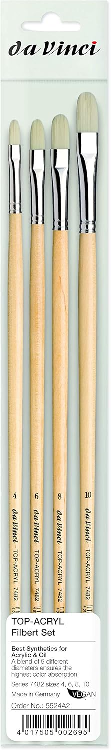 da Vinci Brushes 5423 Maestro 2 Hog Bristle Filbert (Sizes 2,4,6,8) Artist Brush Set, Black 4