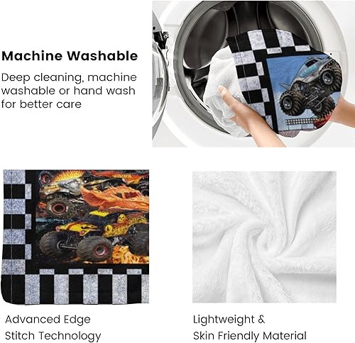 Miniatura 6 de Manta de camión monstruo gruesa de franela súper suave, manta de cama de 50 x 40 pulgadas para decoración de sofá, cama, dormitorio, mantas de aire