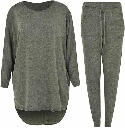 Cloth Garage® Ladies 2 Piece Track Suit Set High Low Top and Bottoms Casual Loungewear Sweatshirt Jog Two Side Pockets – Elasticated Waist with Drawstring Jogger 2 Piece Jogging Set