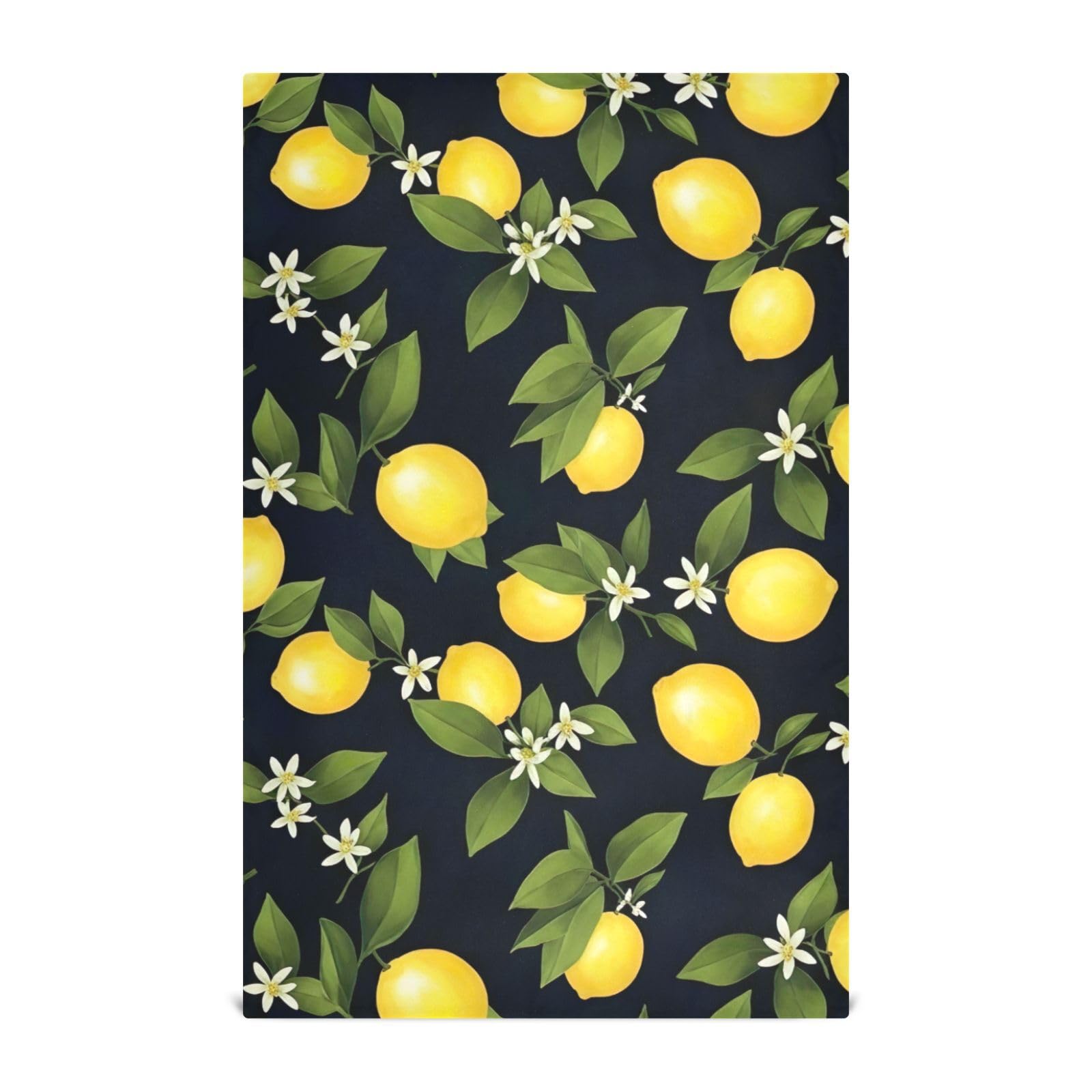 Paños de cocina de limones amarillos brillantes y toallas de mano absorbentes