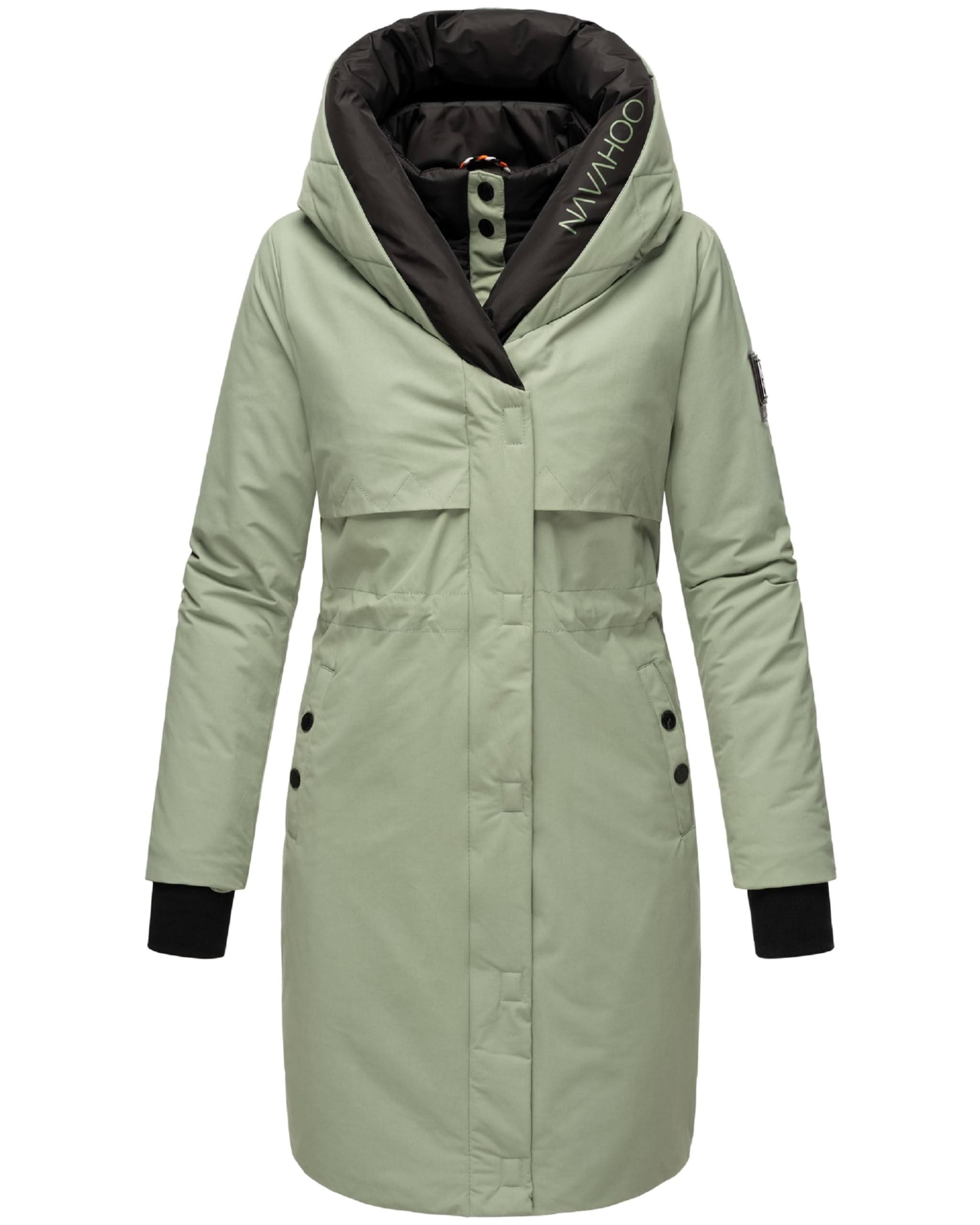Navahoo Women's Smokey Mint Snowelf Long Warm Winter Quilted Jacket With Hood And Magnetic Elements Xs - Xxl, Xs