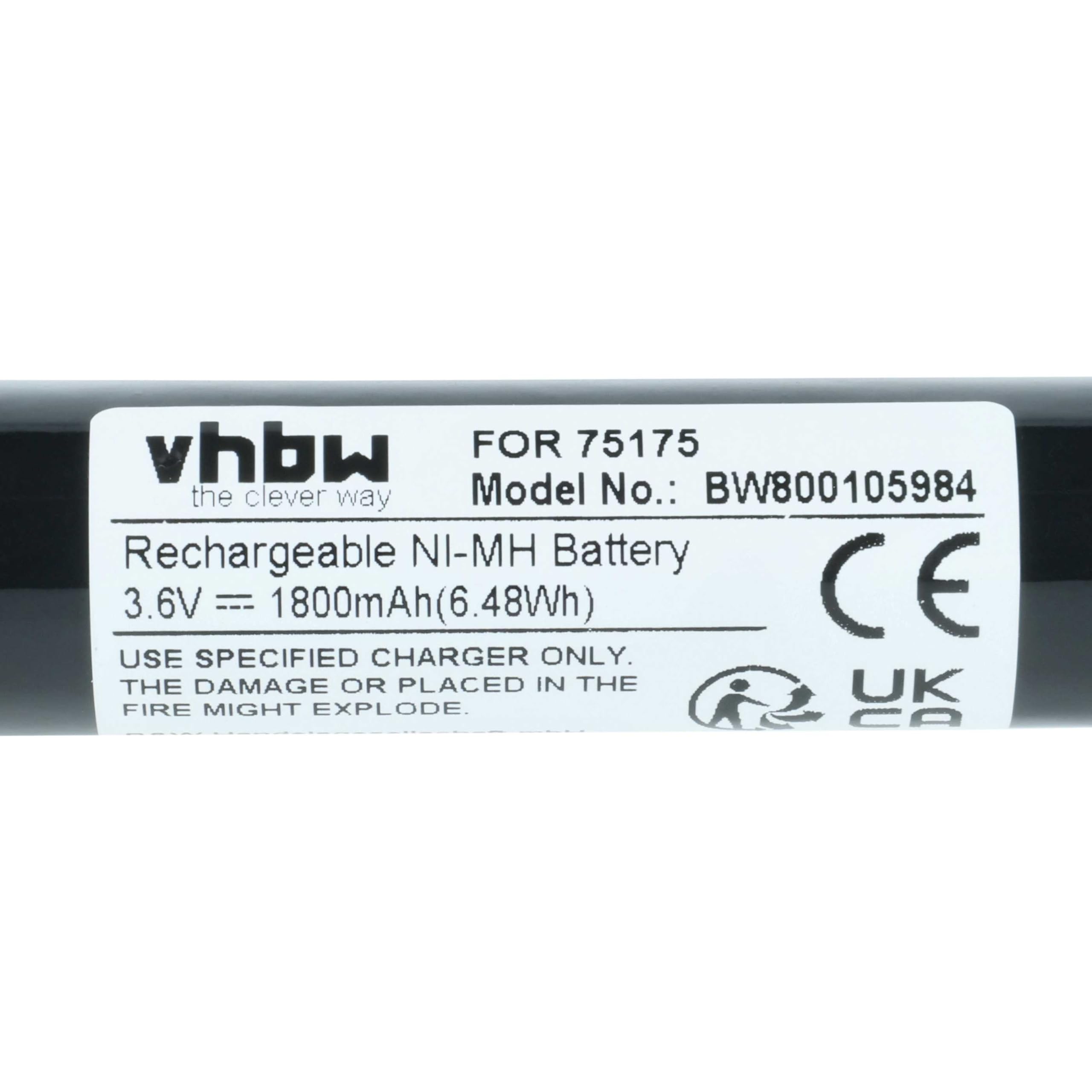 vhbw 3 x akumulator kompatybilny z Pelican Streamlight 76024, 76001, 76002, 76014, 76021, 76022 latarka czołowa (1800 mAh, 3,6 V, NiMH)
