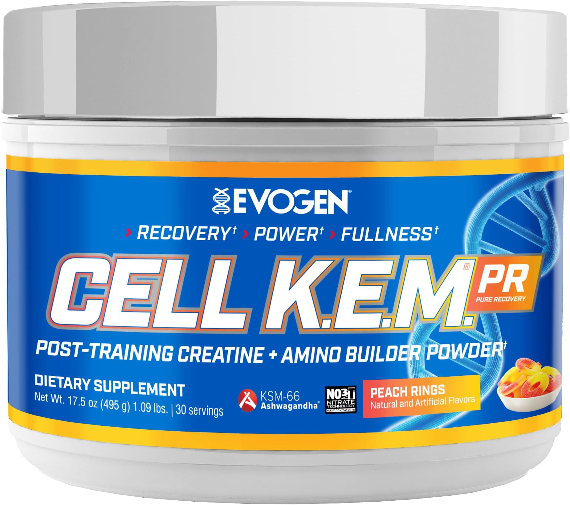 Cell K.E.M. PR V.2 Reformulated- Post Workout Recovery Powder & Muscle Builder | Creatine Monohydrate, BCAA Powder, EAAs | Recovery, Strength & Fullness | Peach Rings | 30 Servings
