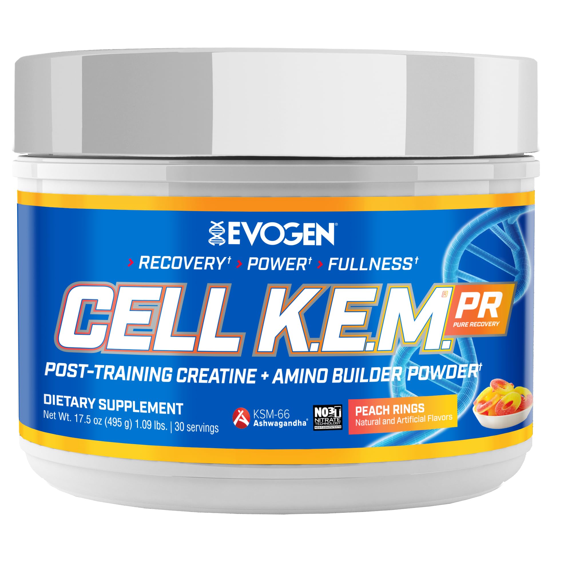 EvogenCell K.E.M. PR V.2 Reformulated- Post Workout Recovery Powder & Muscle Builder | Creatine Monohydrate, BCAA Powder, EAAs | Recovery, Strength & Fullness | Peach Rings | 30 Servings