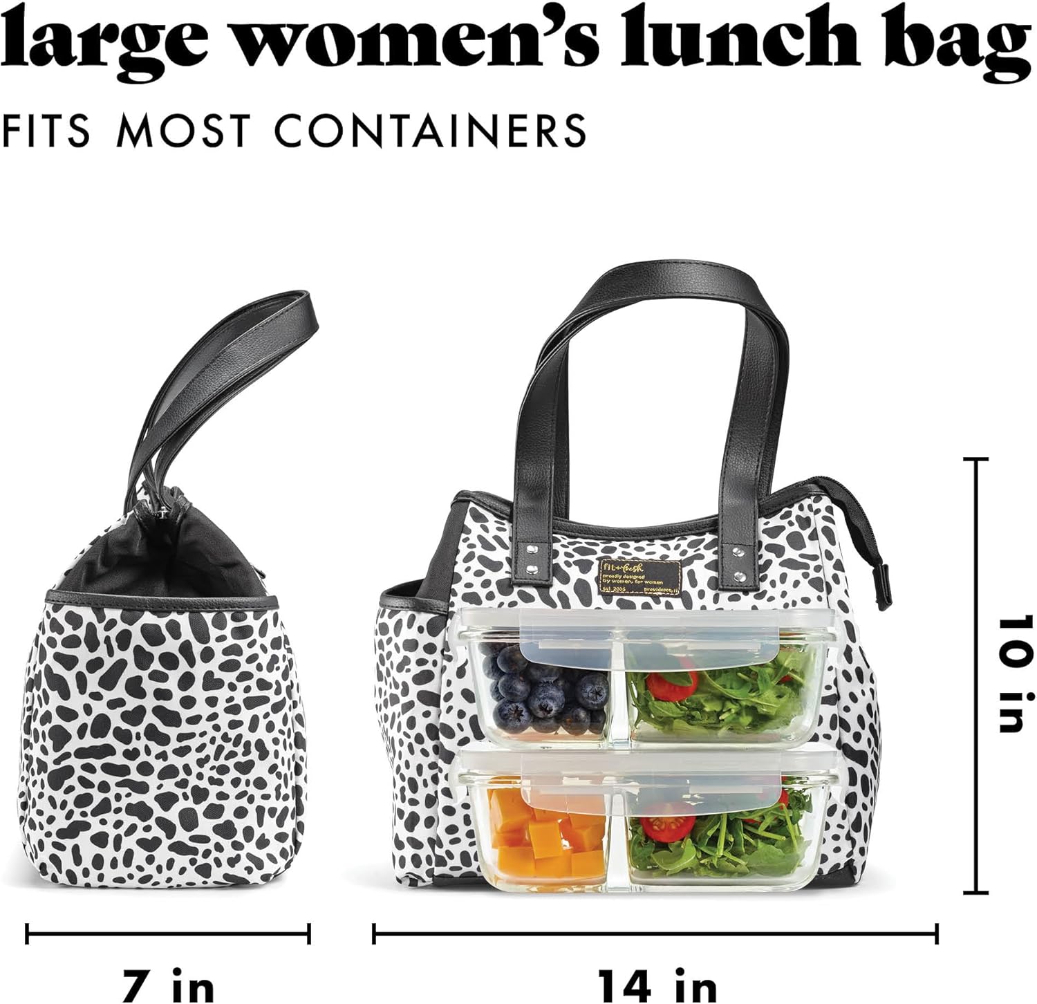Fit & Fresh Lunch Bag For Women, Insulated Womens Lunch Bag For Work, Leakproof & Stain-Resistant Large Lunch Box For Women With Containers and Matching Tumbler, Zipper, Westerly Lunch Bag, Cheetah - Image 4
