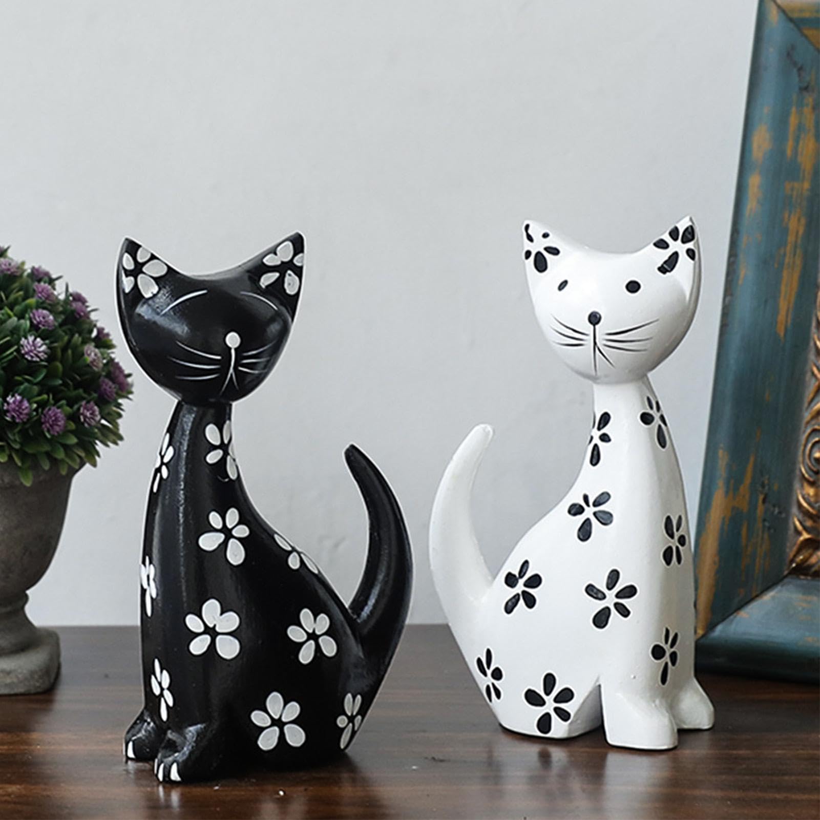Amazon.co.jp: 木製の猫の彫刻、小さな木製の猫の彫刻、猫の置物ホーム 