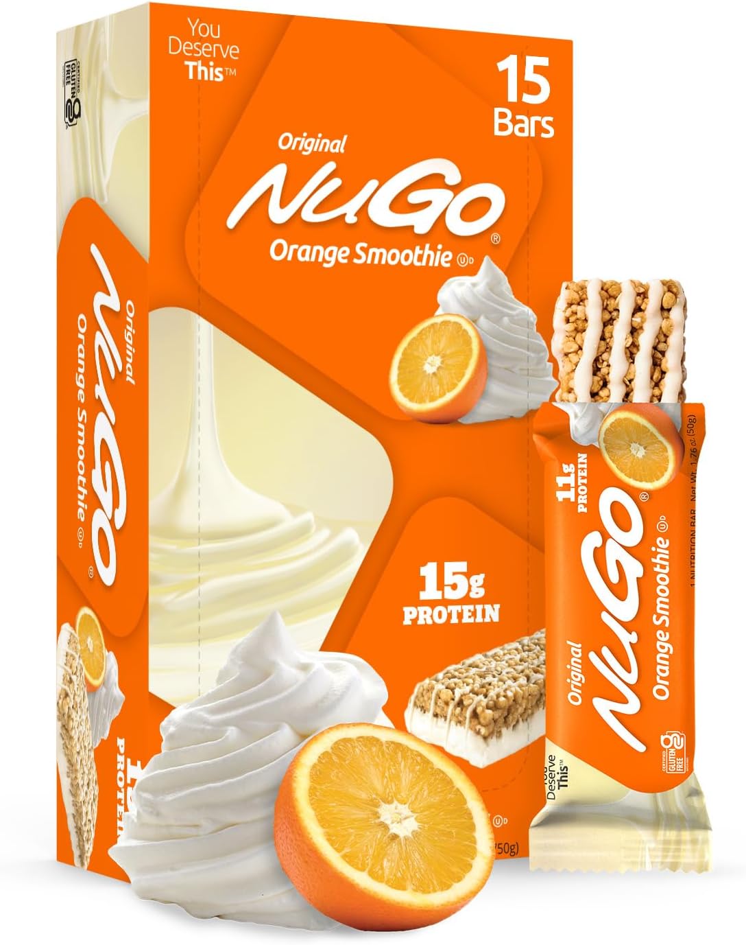 Original, Orange Smoothie Bar, 11g Protein Bar, Gluten Free, 15 Ct