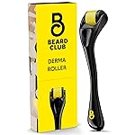 The Beard Club Derma Roller for Face, Body and Scalp - Microneedling for Men and Women with 540 Titanium Microneedles - Beard Roller & Micro Needling Scalp Hair - Black & Yellow