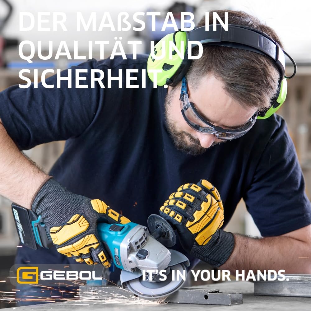 Gebol Kapselgehörschutz Profi Bluetooth, SNR 29 dB, USB, AUX, Mikrofon | Telefonieren & Musik bei der Arbeit, SNR 29 dB, bis 8 Std Akku, Mikrofon mit Geräuschreduzierung, weiche Polster
