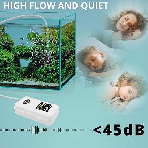 Miniatura 5 de MAKERELE Mini acuario bomba de aire portátil de batería para tanques de peces de 6 galones bomba aireadora con soporte, tubo de línea aérea, válvula