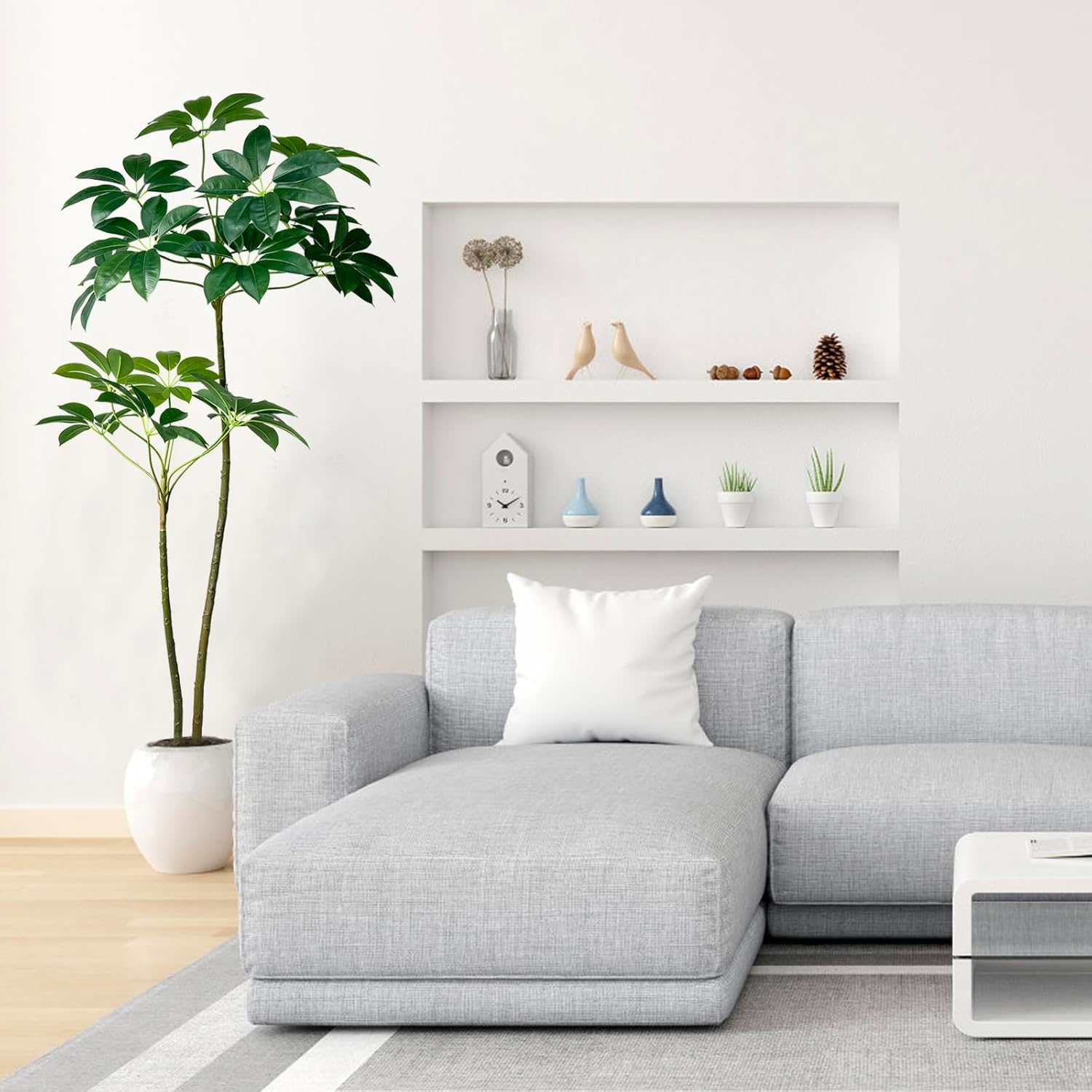 Artificial Umbrella Tree 4/5/6ftTall Fake Plants Artificial Umbrella Plants for Indoor Fake Trees for Office Home Living Room Floor Patio Greening Porch Decor (6-FT)