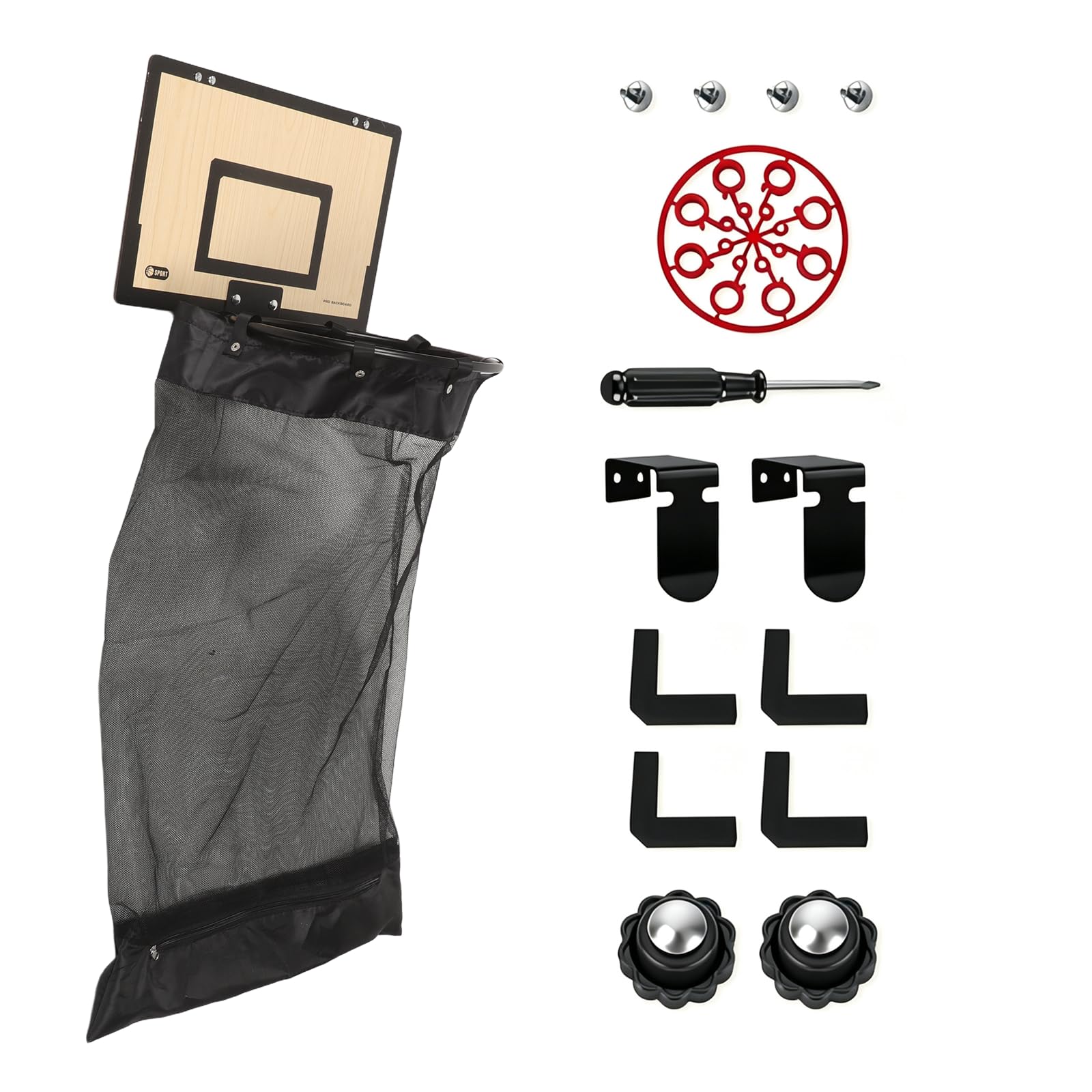 Cesto Biancheria da Porta a Forma di Basket in Legno e Ferro