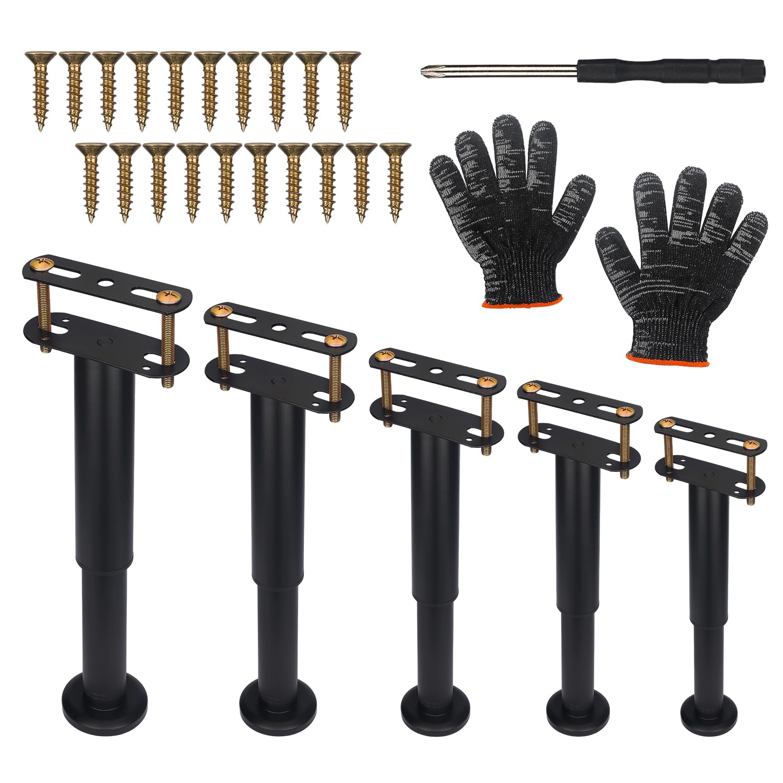 Photo 1 of Veyblew 5 Pcs Adjustable Height Bed Support Legs 7.08-12.5 inch with Locking Ring, Bed Frame Center Support Legs for Bed Frame/Bed Center Slat/Furniture, Bed Legs Replacement Bed Slats Support Legs