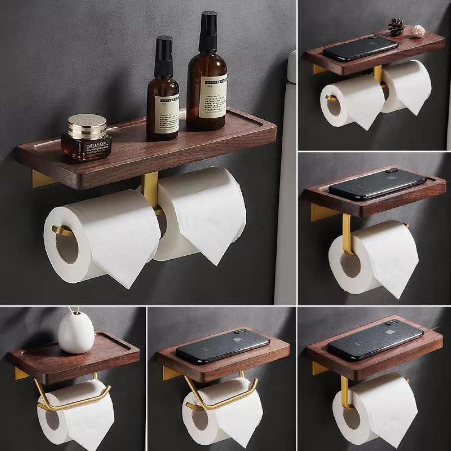 Solid Wood roll Paper Holder, Toilet Paper Towel Holder, Toilet Paper Storage Rack, Tissue Box, Paper Towel Holder