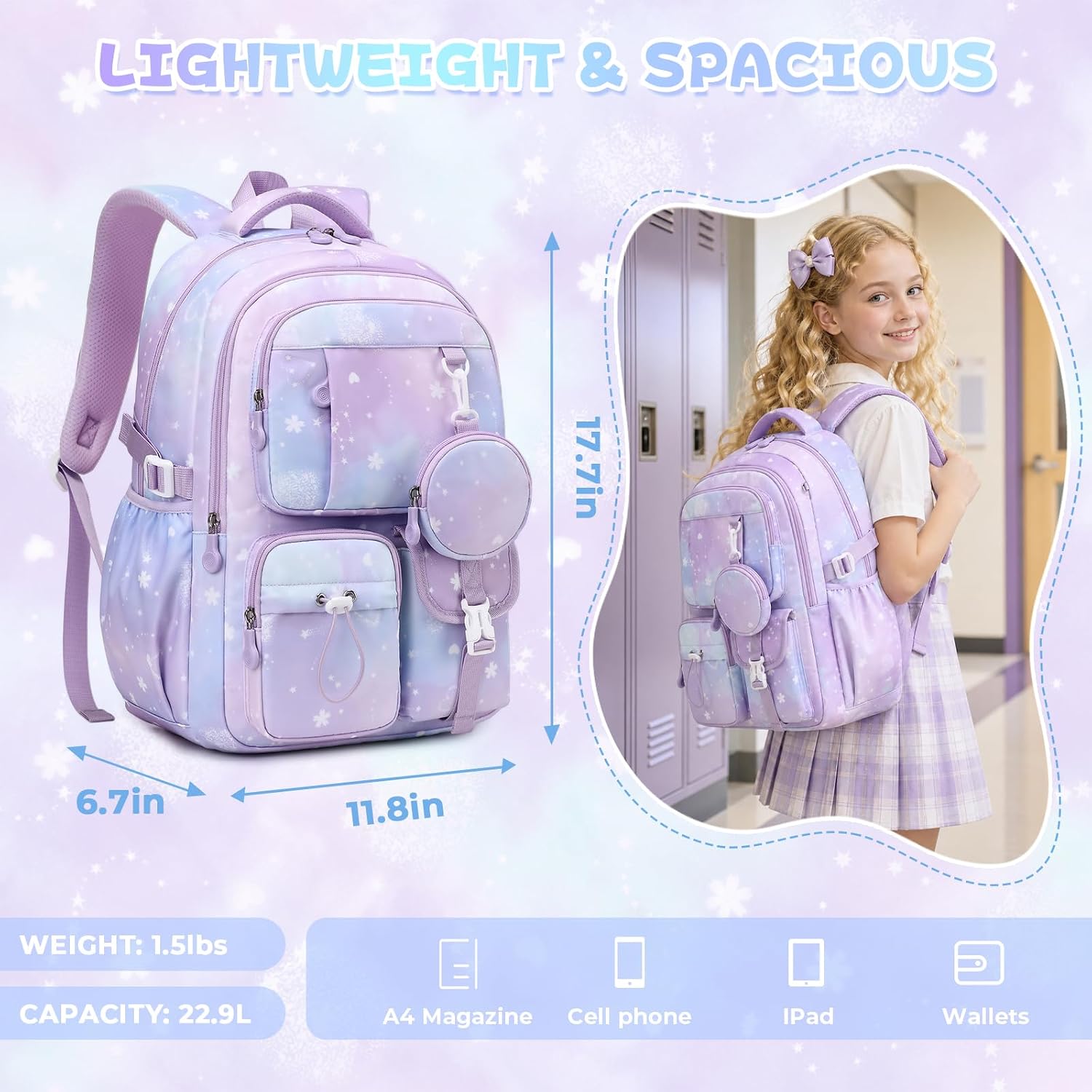Moonbaby Girls Backpack Kids Backpack Girls