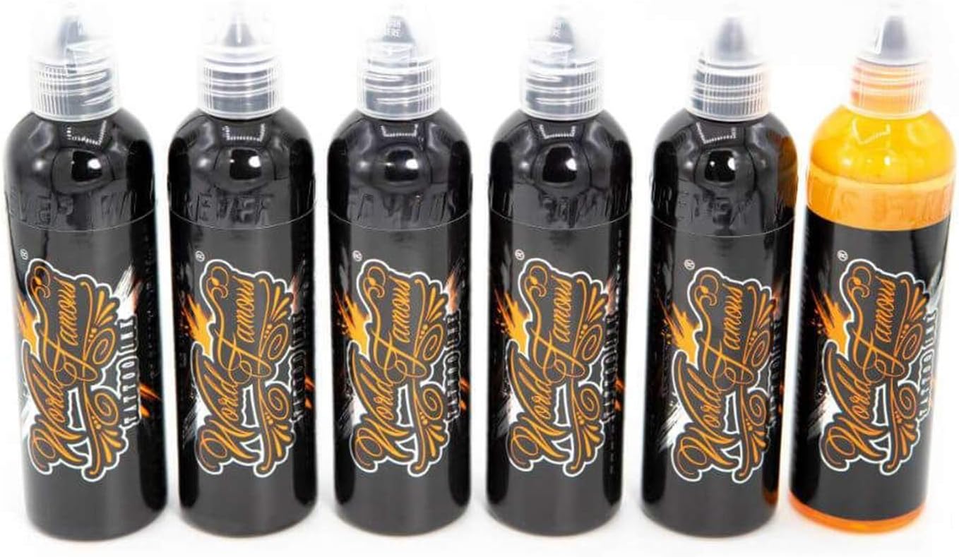 World Famous Grey Tattoo Ink, Vegan and Professional Ink, Made in USA, Five-Stage Grey Wash (Set of 6), 1 oz