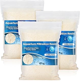 3PCS Aquarium Resin - Organic Filtration Resin Remove Driftwood Tannins,Aquarium Filter Media Bags for Aquarium, Freshwater and Saltwater, Fish Tank,Trutle, Pond