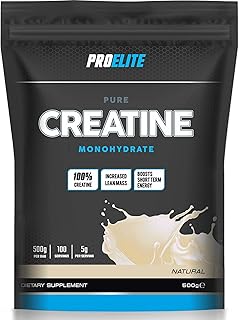PRO-ELITE Creatine - Creatine Monohydrate Micronized Powder 500g, for Optimum Muscle Growth, Increases Physical Performance, Pure Unflavoured Creatine, Amino Acids (Unflavoured, 500g)