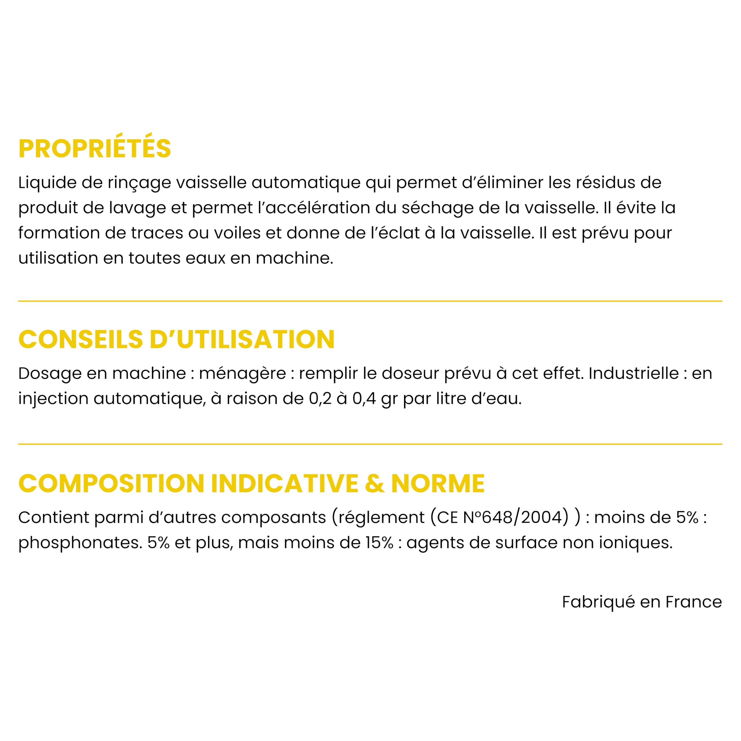 Liquide Rinçage Lave-Vaisselle Bidon 5L K’RINS - Compatible Tous Lave-Vaisselle - Séchage Rapide, Sans Traces, Haute Brillance - Idéal Usage Professionnels Et Particuliers - Made in France