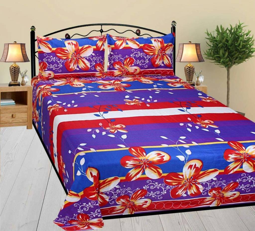 Double Bedsheet with 2 Pillow Covers(Size Bedsheet