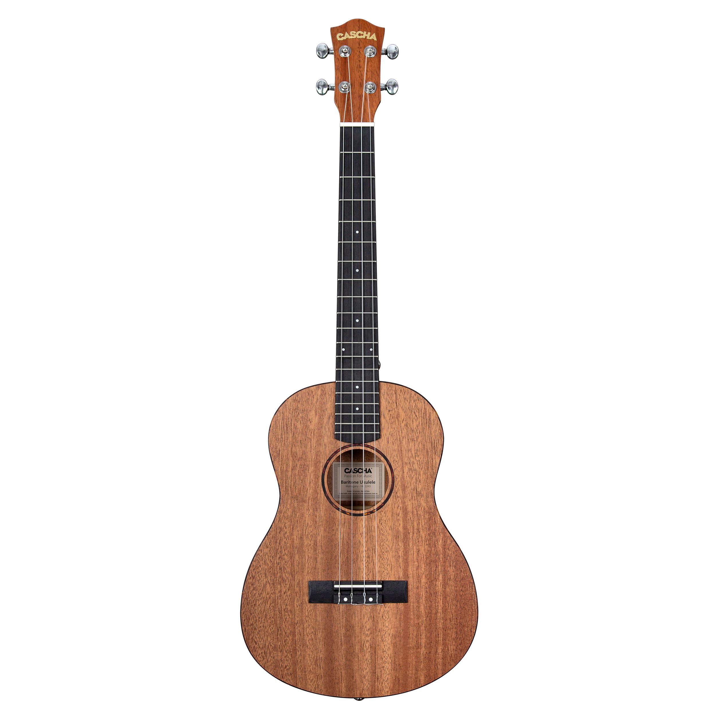 Baritone Ukulele Mahogany mit Aquila Saiten, Gurtpins, gepolsterte Tasche & 3 Plektren