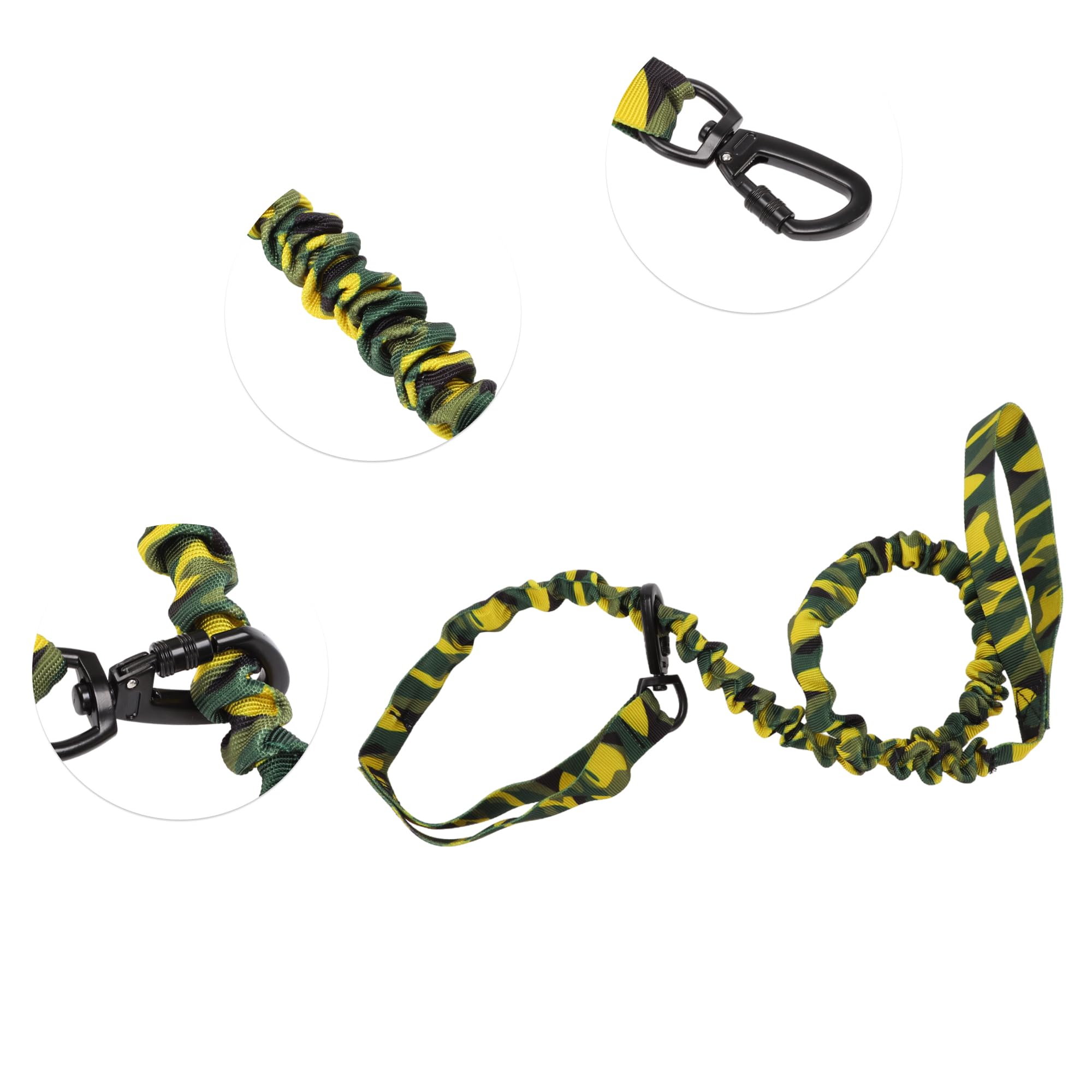 CAPASTEC Guinzaglio a Doppia Maniglia per Cani, Corda Elastico Nylon, Camouflage Giallo Verde, Lunghezza 110-160cm