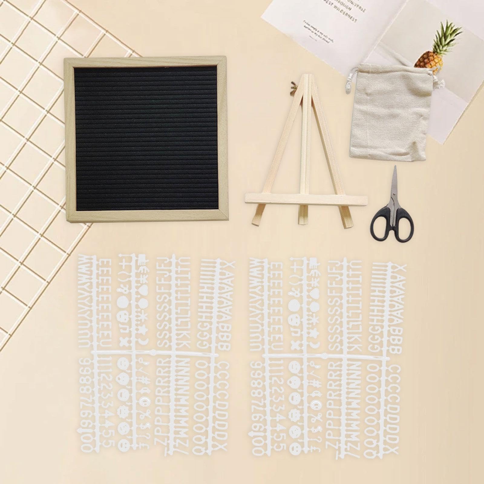 Adorno de Escritorio con Letras de Fieltro, Tablero de Mensajes Intercambiable con Letras, Números Y Símbolos para Decoración de Restaurantes, Hoteles, Negro