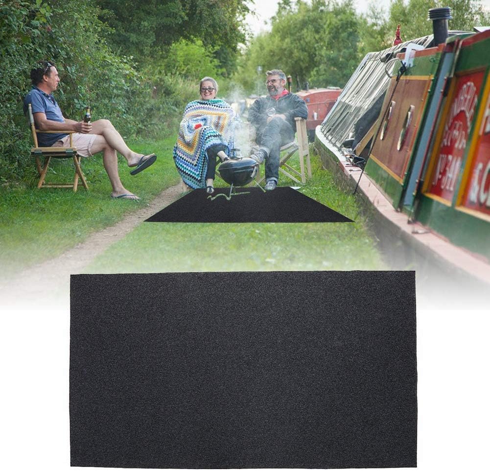 Under The Grill Mat Protective, 48.81 x 29.53inch Fireproof BBQ Floor Mat Heat Resistant BBQ Gas Grill Splatter Mat Backyard Floor Protective Rug for Home Party Outdoor Camping Patio Deck