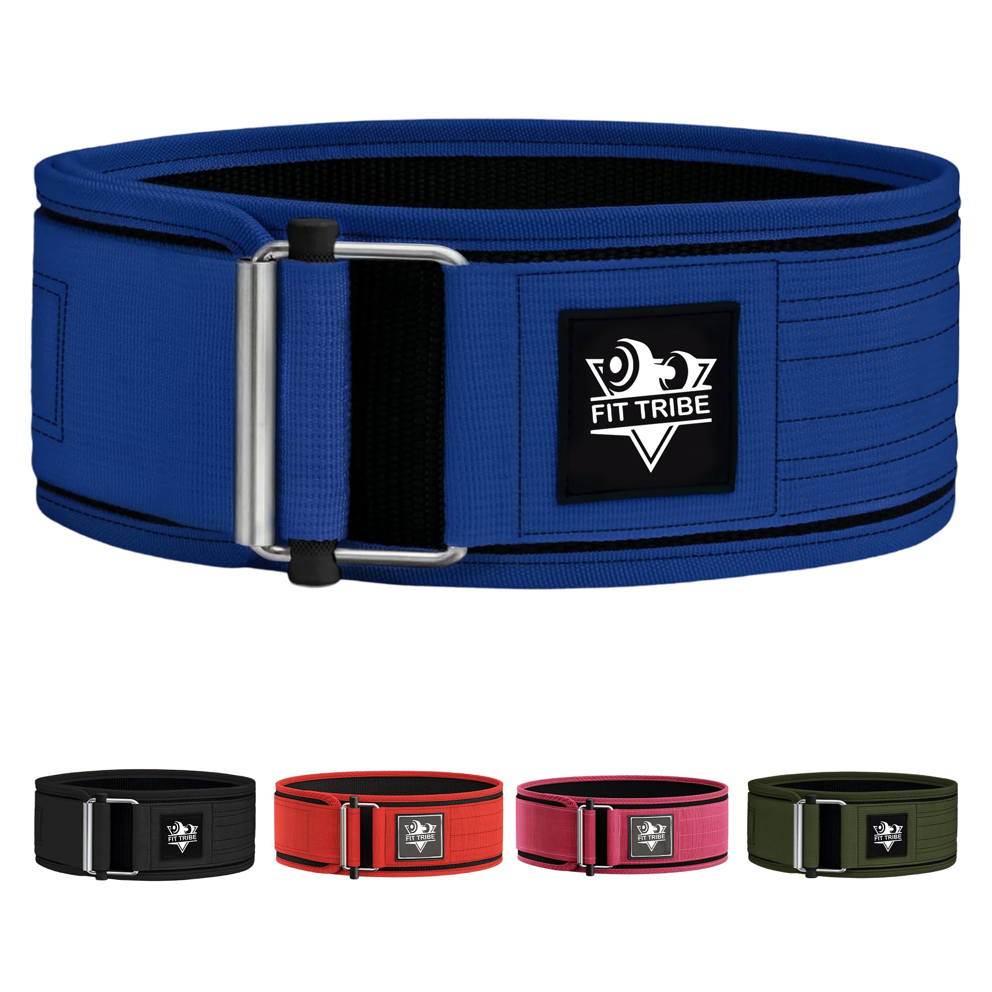 Adjustable Gym Belt - Weight Lifting Belt for Men and Women - Durable Nylon Powerlifting Belt with Self Locking Mechanism for Safe Strength Training Large Blue