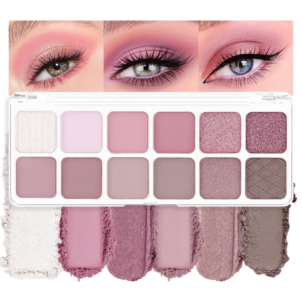 AMY'S DIARY 12-Color Rose Purple Pink Eyeshadow Palette for Versatile Day-to-Night Looks – Blendable, Long-Lasting, and Highly Pigmented. Elevate Your Eye Makeup– Unleash Your Unique Style (10#)