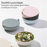 Vista 2 de W&P Porter Plastic Bowl Lunch Container w/ Protective Non-slip Exterior, Mint 1 Liter Lid & Snap-tight Silicone Strap Food Storage, Bento Box