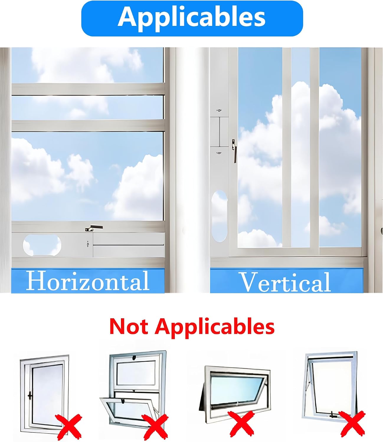 Portable Air Conditioner Window Kit - Adjustable AC Window Vent Kit with 5.9 Inch Diameter 59" Length Hose for Vertical/Horizontal Windows