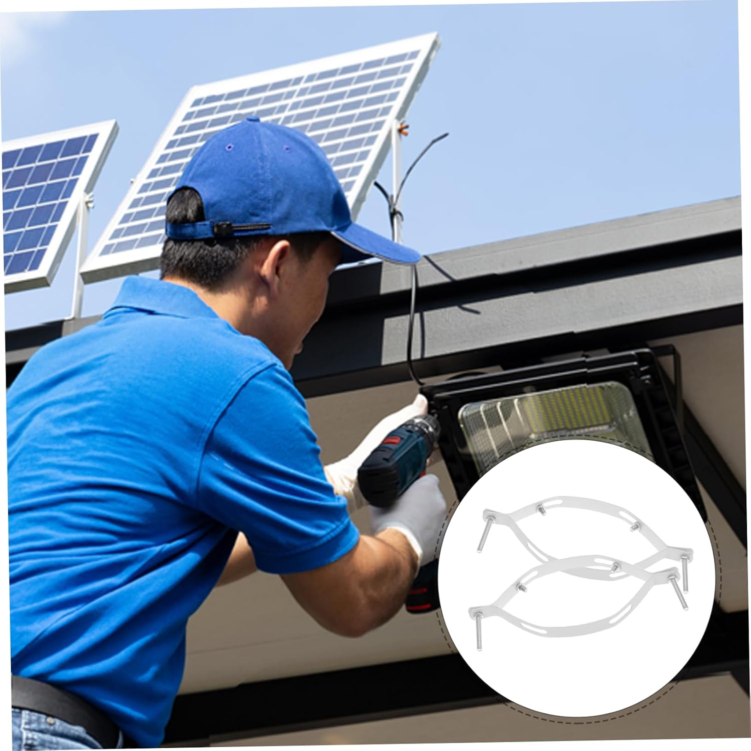 Toyvian Outdoor Solar Lamp Post Mounting Bracket Hoops Lamp Extension Hoop Iron Sheet Solar Light Pole Installation Kit Floor Accessories
